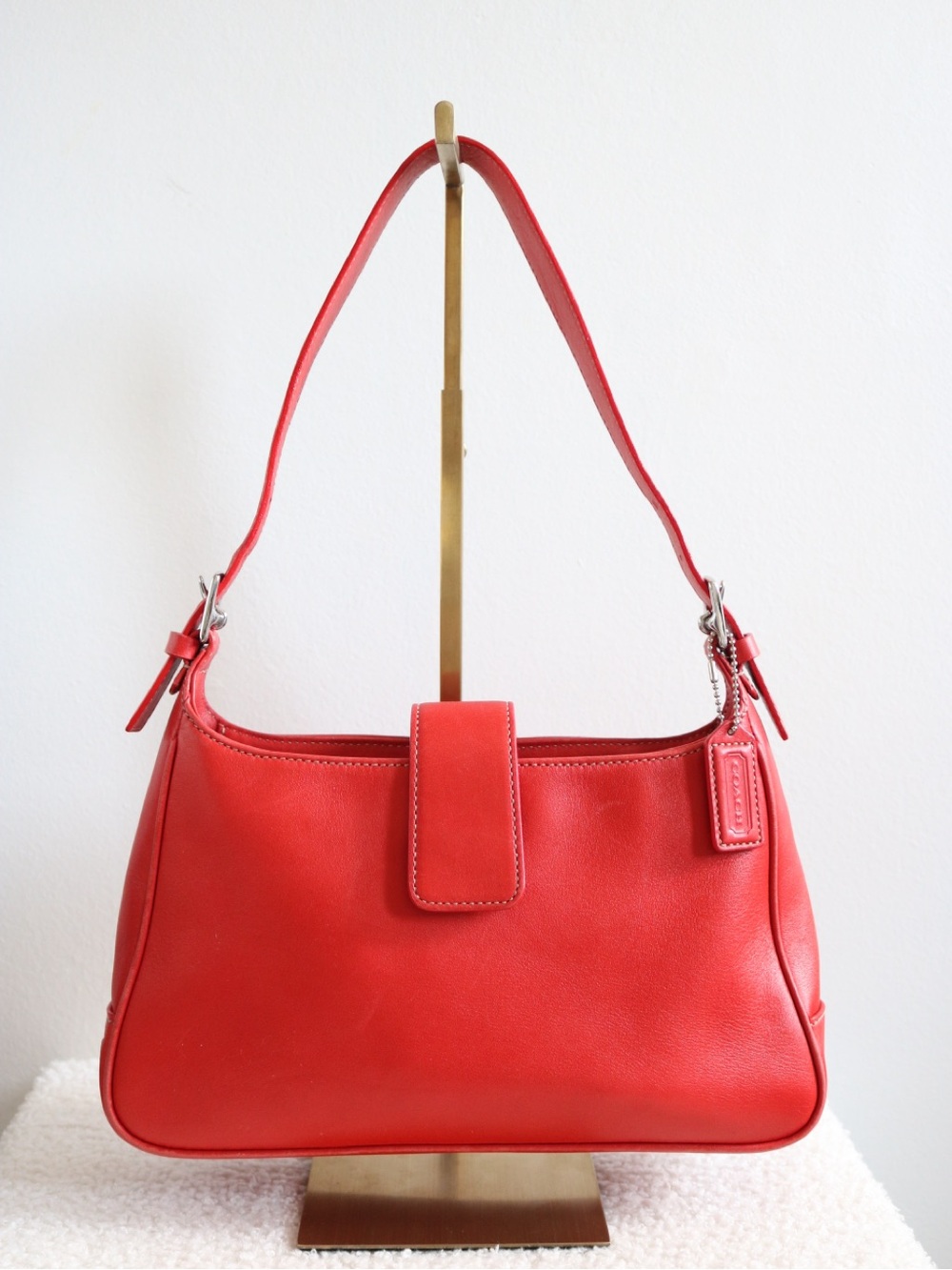 Vintage Coach Legacy Hampton Shoulder Bag Red Silver Hardware